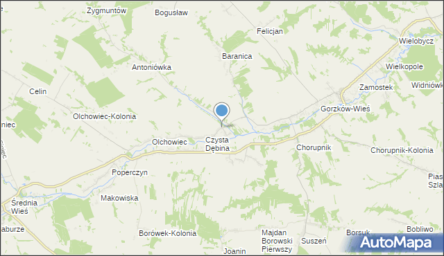 mapa Czysta Dębina-Kolonia, Czysta Dębina-Kolonia na mapie Targeo